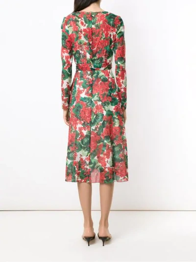 Shop Dolce & Gabbana Hydrangea Printed Dress In Red