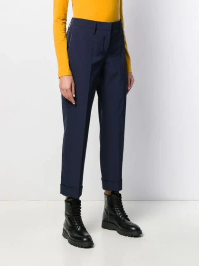 Shop Prada High Waisted Tapered Leg Trousers In F0124 Blue