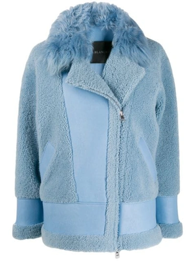 Shop Blancha Shearling Aviator Jacket In Blue