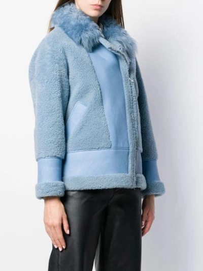 Shop Blancha Shearling Aviator Jacket In Blue