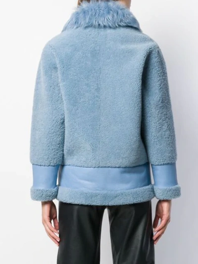 Shop Blancha Shearling Aviator Jacket In Blue