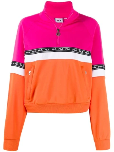 Fila Colour-block Design Jumper In Pink Yarrow/mandarin Orange | ModeSens