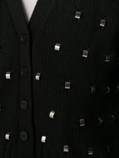 Shop Saint Laurent Ring Embellished Knitted Cardigan In Black