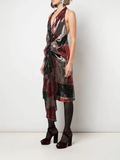 Shop Halpern Halterneck Sequin-embellished Dress In Multicolour