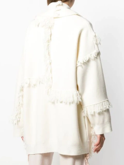 Shop Stella Mccartney Fringed Layered Cardigan In White