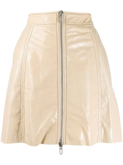 Drome Zipped Leather A-line Skirt In Neutrals