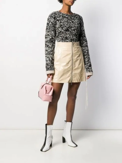 Drome Zipped Leather A-line Skirt In Neutrals