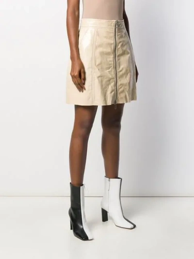 Drome Zipped Leather A-line Skirt In Neutrals