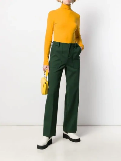 Shop Plan C Wide Leg Tailored Trousers In Green