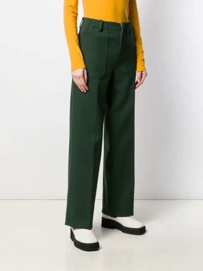 Shop Plan C Wide Leg Tailored Trousers In Green