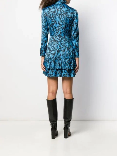 Shop Sandro Brocade Print Short Dress In Bleu