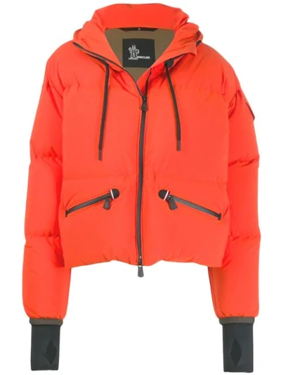 Shop Moncler Hooded Puffer Jacket In Orange