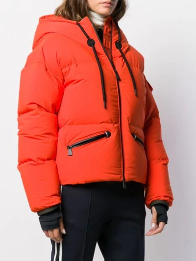 Shop Moncler Hooded Puffer Jacket In Orange