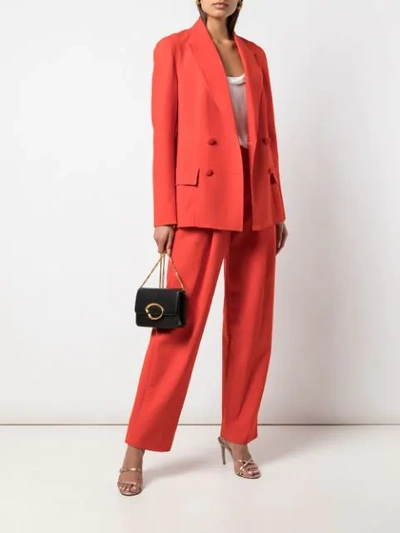 Shop Oscar De La Renta Straight Leg Trousers In Red