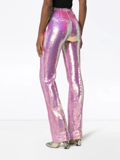 Shop Paco Rabanne High-waist Sequinned Trousers In Pink