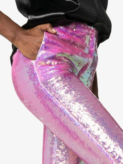 Shop Paco Rabanne High-waist Sequinned Trousers In Pink