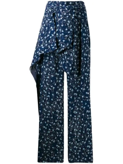 Shop Chloé Wide-leg Wrap Trousers In Blue