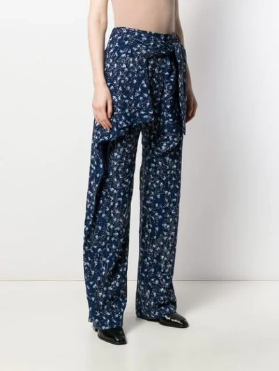 Shop Chloé Wide-leg Wrap Trousers In Blue