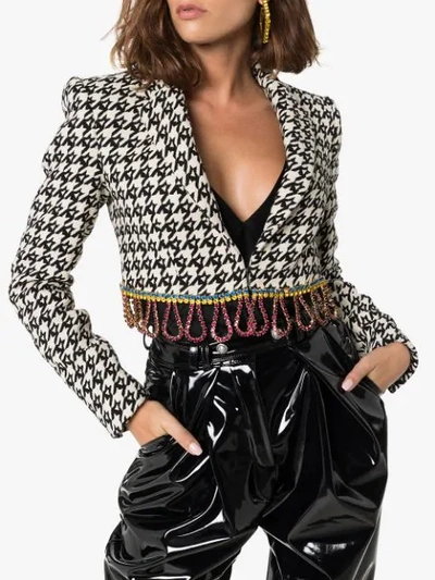 Shop Area Crystal Trim Cropped Jacket In White