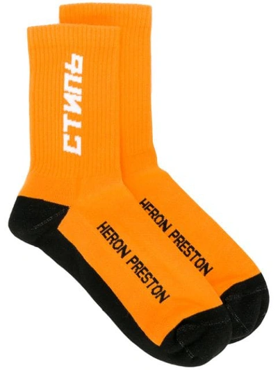 Shop Heron Preston Ctnmb Long Socks - Orange