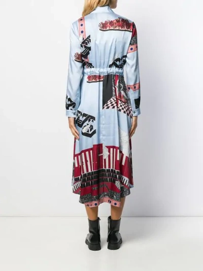 Shop Cedric Charlier Printed Shirt Dress In Blue