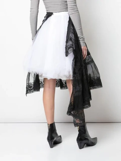 Shop Marc Le Bihan Lace A-line Silk Skirt In Black ,white
