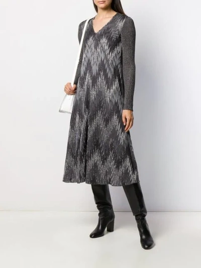 Shop M Missoni Metallic-effect Zigzag Dress In L900m Grigio