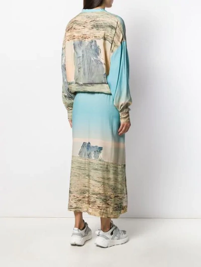 Shop Ambush Landscape Drawstring Dress In Blue