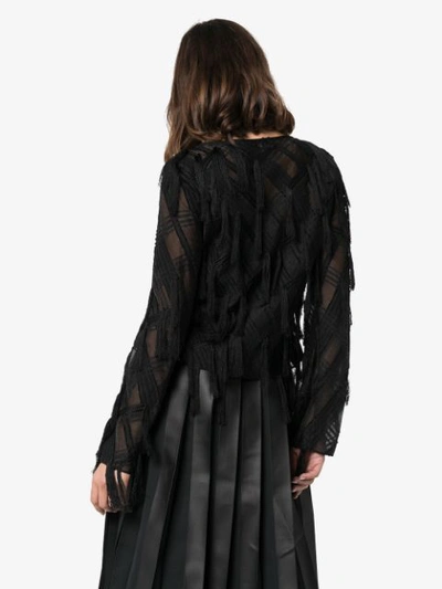 Shop Xu Zhi Checked Appliqué Long-sleeved Top In Black