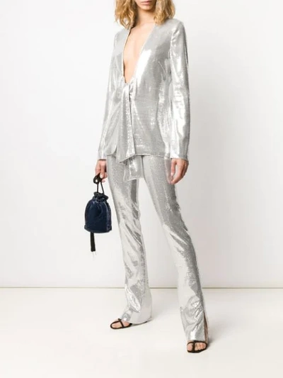 Shop Galvan Ando Slashed Sequin Trousers In Silver