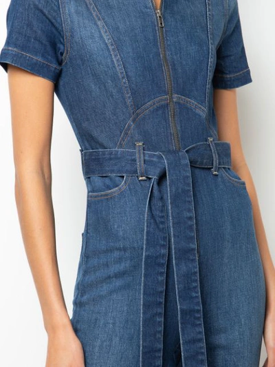 Shop Alice And Olivia Gorgeous Denim Jumpsuit In Blue