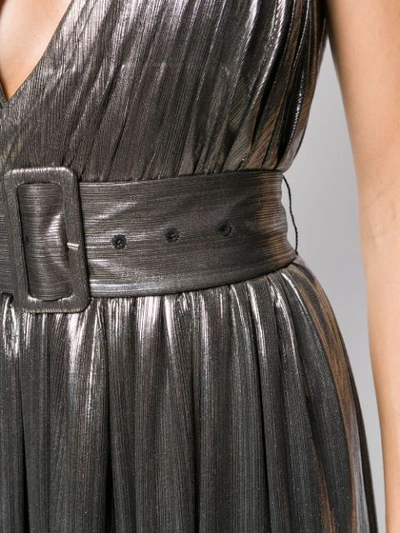 Shop Retroféte One Shoulder Belted Dress In Silver