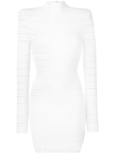 Shop Balmain Medical Stripe Bodycon Dress In White