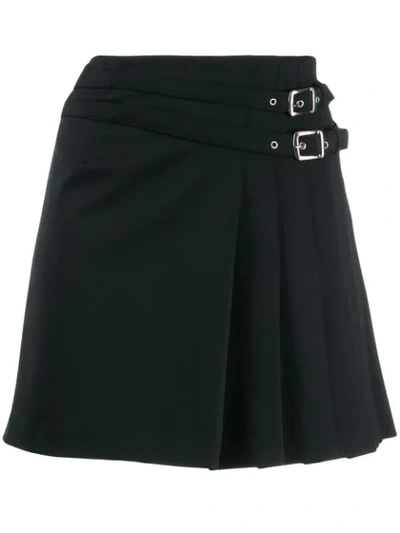 Shop Alberta Ferretti Pleated Belted Skirt In Black