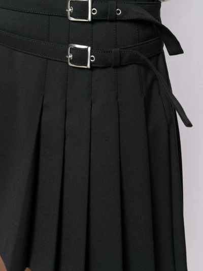 Shop Alberta Ferretti Pleated Belted Skirt In Black