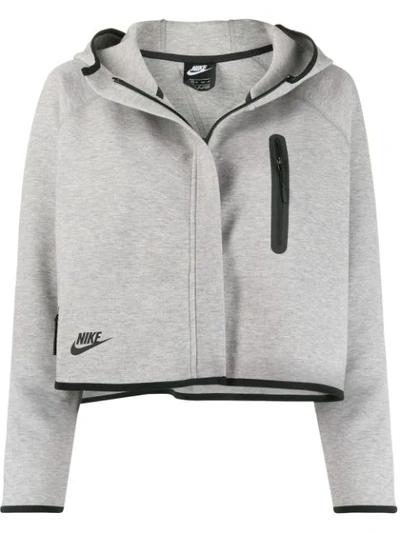 Shop Nike Tech Fleece Cropped Hooded Jacket In Grey