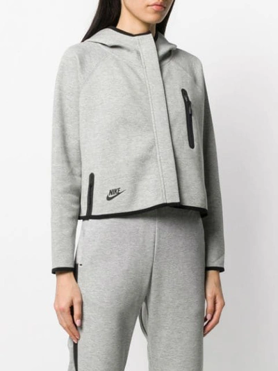Shop Nike Tech Fleece Cropped Hooded Jacket In Grey