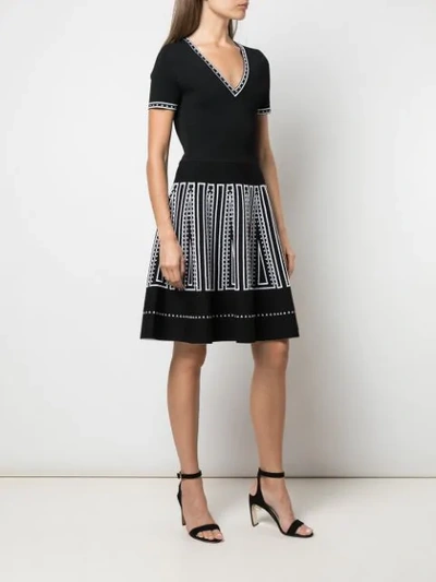 Shop Carolina Herrera Knitted Skater Dress In Black