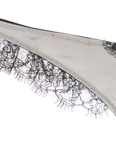 Shop Kiki De Montparnasse Lace-detail Thong In Silver