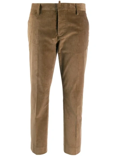 Shop Dsquared2 Cropped Tapered Trousers - Brown