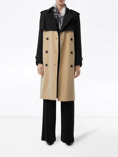 Shop Burberry Two-tone Reconstructed Trench Coat In Black