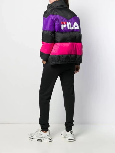Shop Fila Reilly Colour-block Puffer Jacket In Black