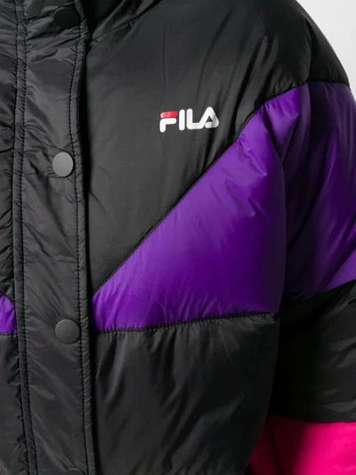 Shop Fila Reilly Colour-block Puffer Jacket In Black