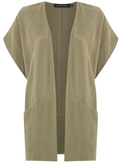 Shop Andrea Marques Short Sleeved Cardigan In Green