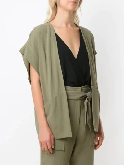 Shop Andrea Marques Short Sleeved Cardigan In Green