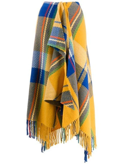 Shop Mira Mikati Checked Scarf-style Skirt In Yellow