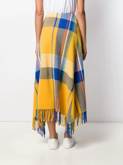 Shop Mira Mikati Checked Scarf-style Skirt In Yellow