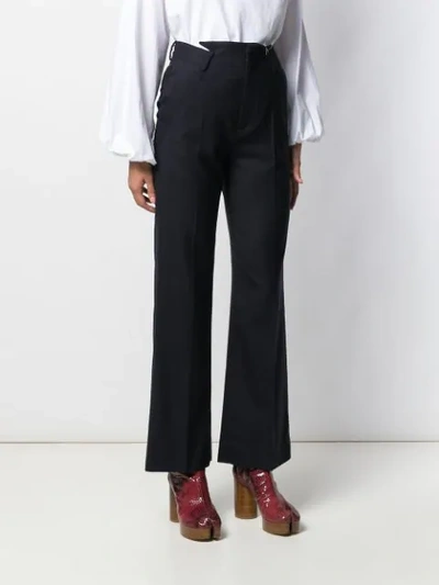 Shop Maison Margiela Wide Leg Trousers - Blue