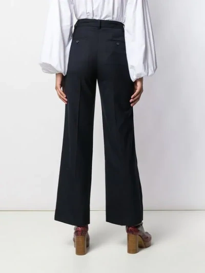 Shop Maison Margiela Wide Leg Trousers - Blue