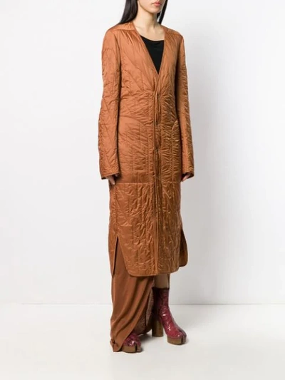 Shop Rick Owens Quilted Drawstring-waist Coat In Brown